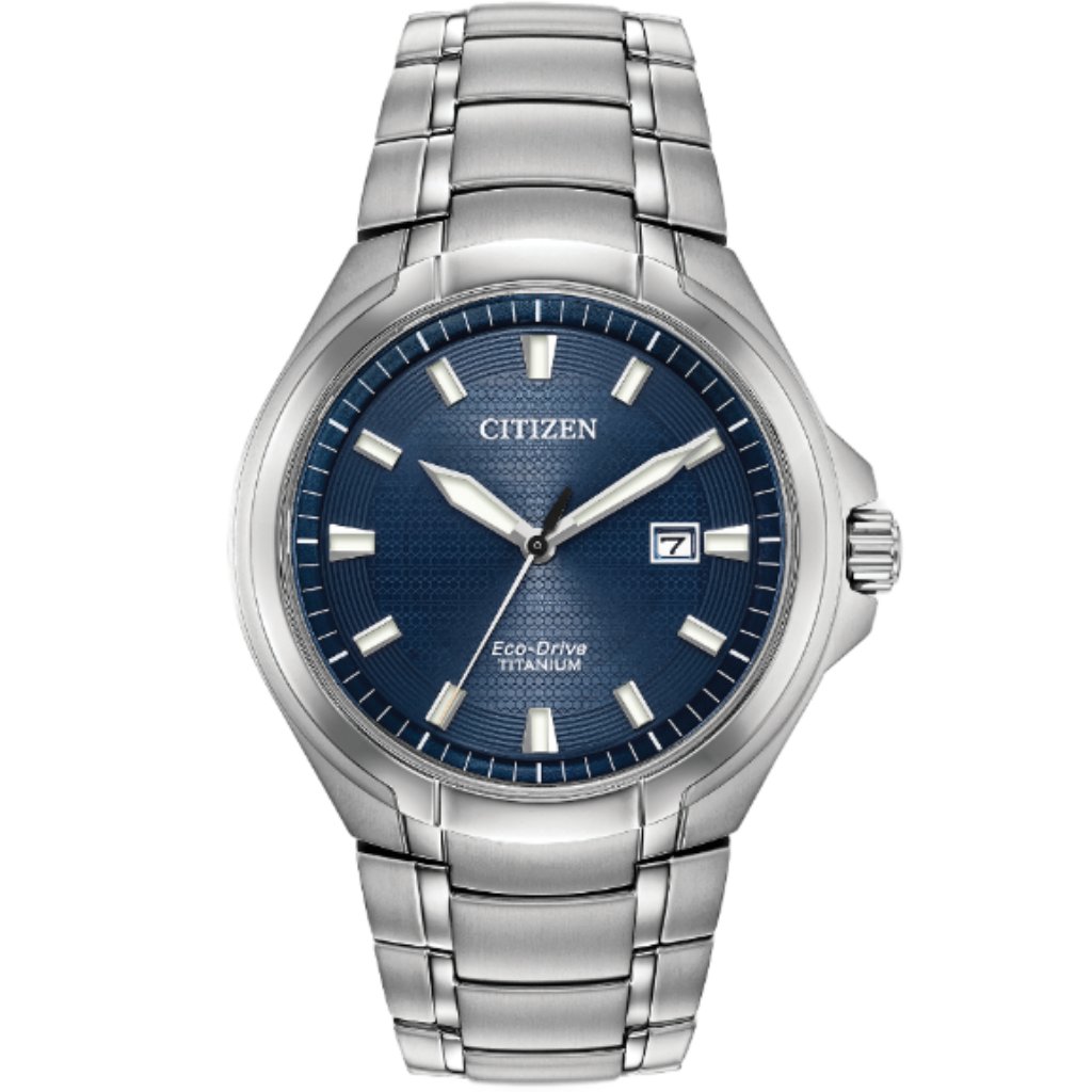 Citizen Bm7431-51l Paradigm Blue Dial Silver Super Titanium Bracelet Mens Watch